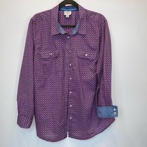 St. John's Bay Purple and Blue Casual Button Down Shirt